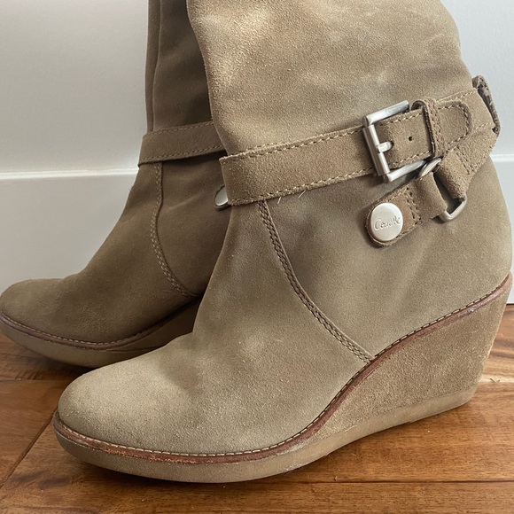 Coach Candid Suede Knee High Wedge Boots Sz 7.5 - Picture 7 of 11